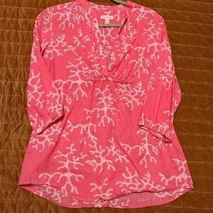 Lilly Pulitzer Pink and White Coral Top